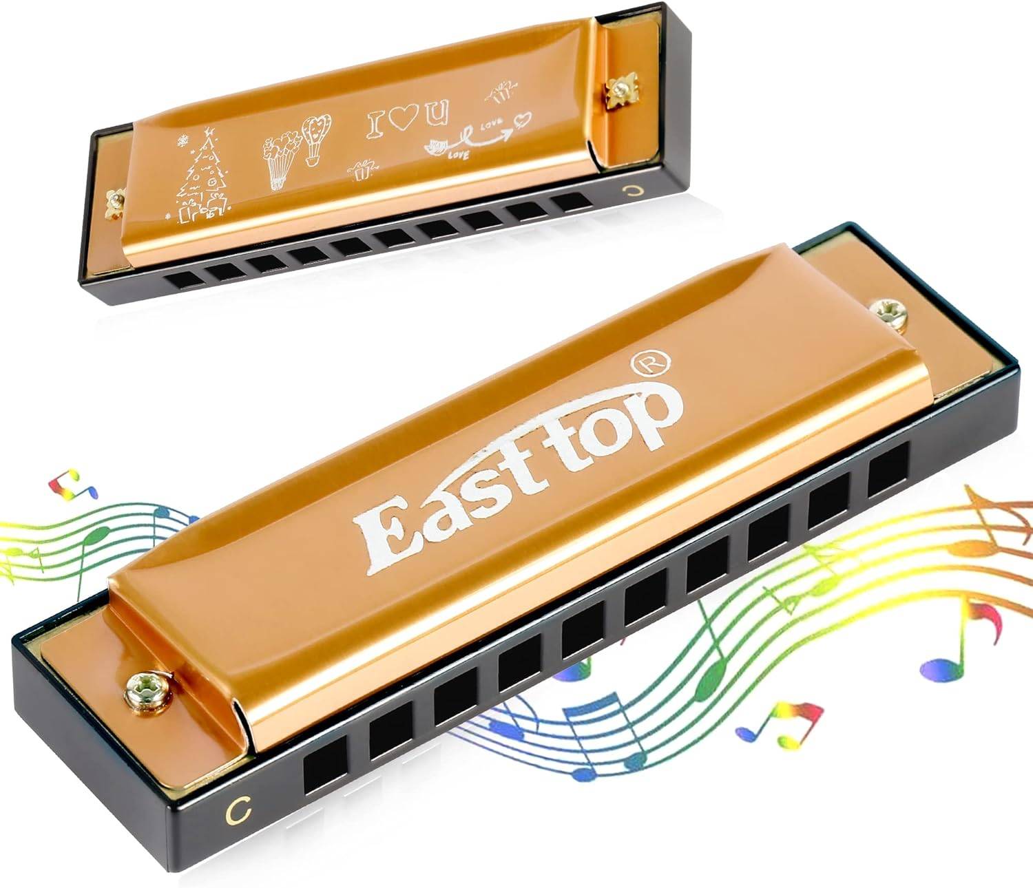 East top Blues Harmonica, Diatonic Harmonica Key of C 10 Holes 2