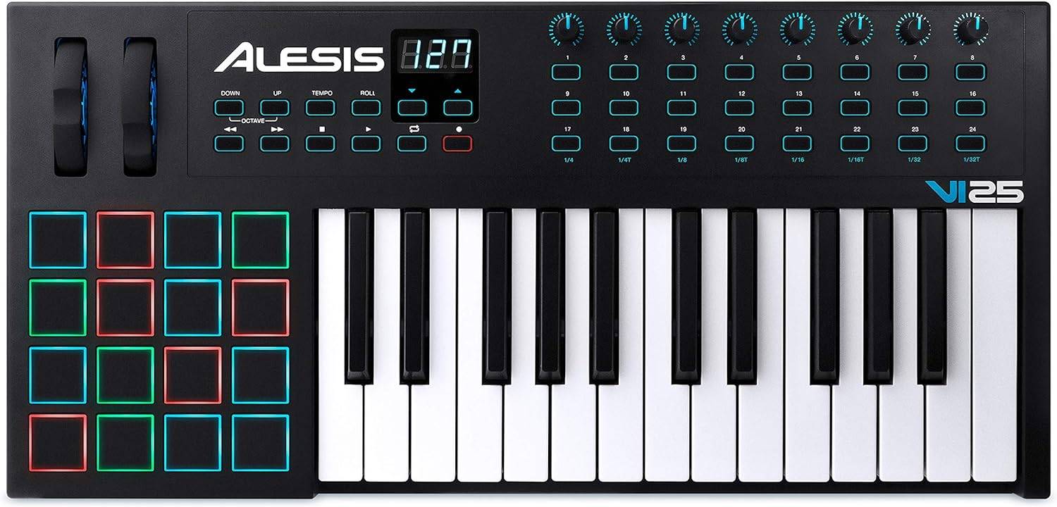 Alesis VI25 - 25 Key USB MIDI Keyboard Controller with 16 Pads,